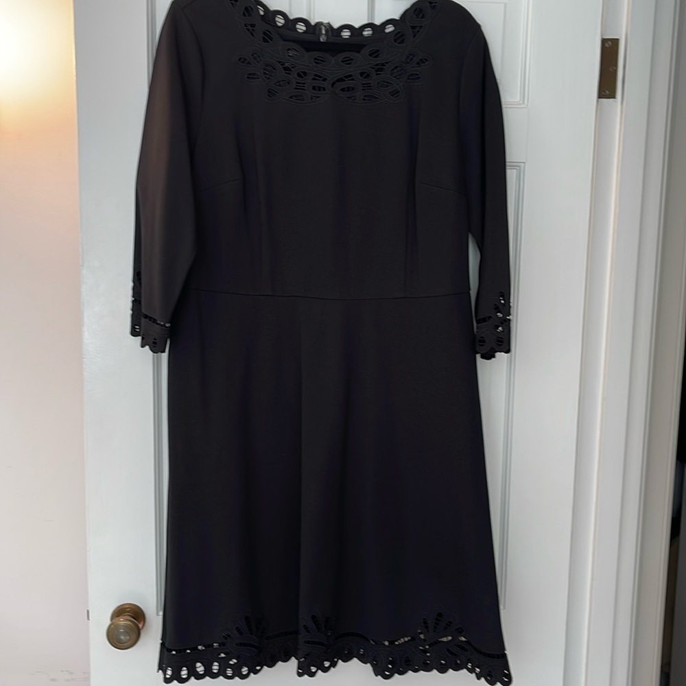 Worn once ! Talbots Aline black dress with eyelet detail.
